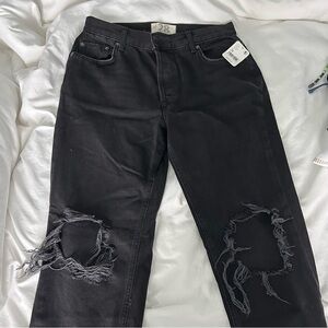 Free People Black Distressed Jeans size 28
